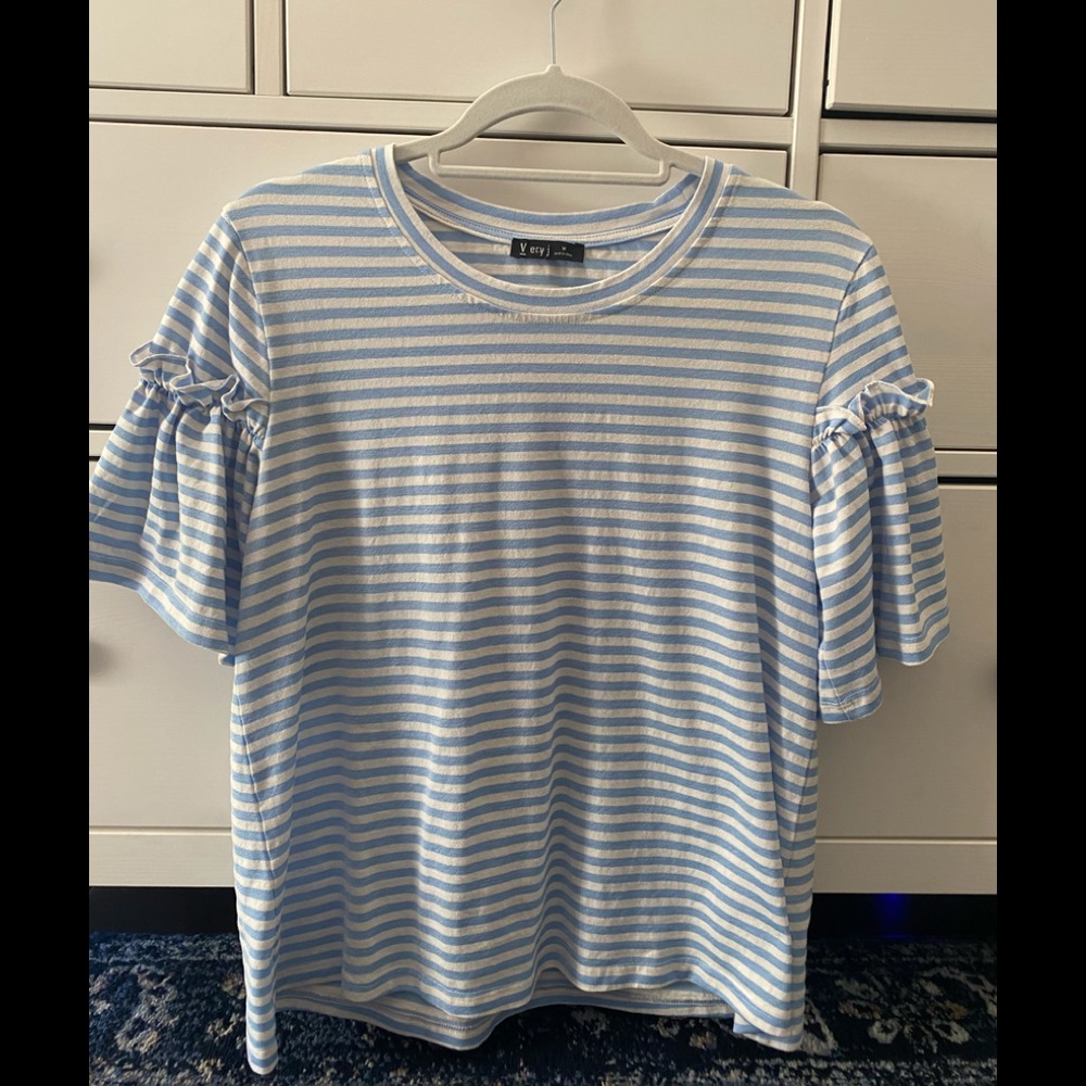 NWOT Baby Blue Striped Tee